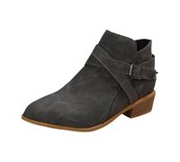 Bottines Femme Talon Bas Bout Pointu Bottes Courtes Fermeture Éclair Rétro Bottines Chelsea Elegant Boots Automne Hiver Tendance Légères Chaussures Femme (Grey, 39)