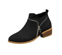 Bottines Femme Talon Carré Bottes Compensée Gros Mollet Bout Rond Mi-Millet | Bottine Petit Talon Botte Botte Mi Saison Automne Bottine Avec Zippé Latérale Bottines En Daim Décontracté Bottes Boot