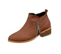 Bottines Femme Talon Carré Bottes Compensée Gros Mollet Bout Rond Mi-Millet | Bottine Petit Talon Botte Botte Mi Saison Automne Bottine Avec Zippé Latérale Bottines En Daim Décontracté Bottes Boot