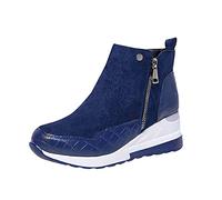 Bottines Femme Talons Compensé Zipper Bottes DéContractéE Daim AntidéRapant Ankle Boots Platform Chaussures Pas Cher A La Mode
