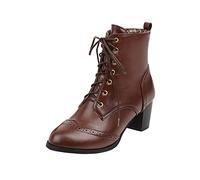 Bottines Femme Talons éPais En Cuir Hiver Chaud Bottes A Talon Grand Taille Talon Carre Sexy Mode Pas Cher Chaussures à Lacets Talons