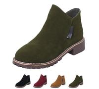 Bottines Femmes Talons Épais Fermeture Éclair Latérale Bottines Courtes | Bottines Courtes À Bout Rond Et Plateforme Coupée En V Sur Le Côté Pour La Marche, Les Voyages