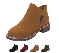 Bottines Femmes Talons Épais Fermeture Éclair Latérale Bottines Courtes | Bottines Courtes À Bout Rond Et Plateforme Coupée En V Sur Le Côté Pour La Marche, Les Voyages