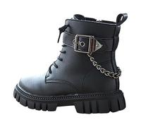 Bottines Fille Bébé Courte Confortables Chaussures Fille Sole Souple Botte Enfant Automne Hiver Chaud Mode Boots Fille Cuir Bottes Equitation Enfant avec Fermeture Éclair Latérale (Black, 34 Big Kids)