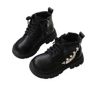 Bottines Fille Bottes Hiver Automne Chaussures Marche Enfant Mode École | Zip Lateral Lacets Fleur Dentelle Semelle Crantee Antiderapante Chaud Confortable Quotidien Soiree Cadeau Chelsea Uni