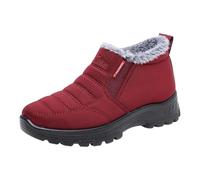 Bottines Fourrées Femme Bottes Doublure Polaire Neige Hiver Imperméable RandonnéE Bottines Semelle AntidéRapant Chaussures Mousse A MéMoire Chaussures éLéGante (Red, 37)
