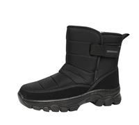 Bottines Fourrées Femme Homme Bottes Fourrure Doublure Chaude Imperméable RandonnéE Bottines Semelle AntidéRapant Chaussures Mousse A MéMoire Chaussures D'Hiver (Black, 42)