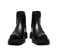 Bottines Habillées Pour Hommes À Enfiler Avec Semelle Antidérapante | Bottes Cheville Chukka À Semelle Plateforme Épais À Bout Carré Pour Soirée D'affaires, Fête, Mariage Formel