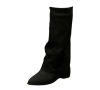 Bottines hautes noires à enfiler pour femme - Longueur genou - Bottes de transition à tige longue - Bottes western à enfiler - Bottes hautes à enfiler - Bottes d'équitation pour femme, Noir , 38 EU