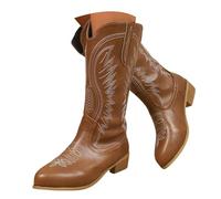 Bottines hautes pour femme en cuir de fête originales Chaussures mollet Chelsea élégantes bottines larges antidérapantes Bottines confortables vintage sans lacets pour hiver, automne, printemps