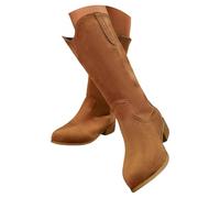 Bottines hautes pour femme en cuir de fête originales Chaussures mollet Chelsea élégantes bottines larges antidérapantes Bottines confortables vintage sans lacets pour hiver, automne, printemps, Kaki