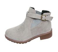 Bottines hautes pour femmes, couleur unie, grande taille, à talon, faciles à enfiler, légères, jours de pluie, promenades à la campagne, Chelsea imperméables, antidérapantes, 2026, gris, 38.5 EU