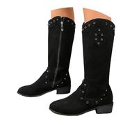 Bottines hautes rétro élégantes pour femme Chelsea Mode Bottine talon haut tige large Chaussures antidérapantes originales Bottes en daim pour l'hiver automne printemps, Noir , 41 EU