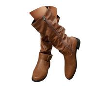 Bottines hautes rétro vintage originales pour femme Talon bas Antidérapant Bottines confortables élégantes avec fermeture éclair pour hiver, automne, printemps, citronier, 42 EU
