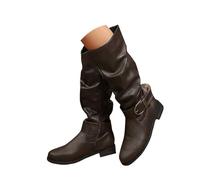 Bottines hautes rétro vintage originales pour femme Talon bas Antidérapant Bottines confortables élégantes avec fermeture éclair pour hiver, automne, printemps, marron, 38 EU