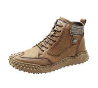 Bottines Homme en Cuir Montantes Cheville, Couture Artisanale, Col Type Chaussette Intégré, Semelle Épaisse Antidérapante Résistante, Lettrage Décoratif Côté, Style Streetwear pour Loisirs, Ville