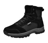 Bottines Homme en Cuir Uni Montantes Cheville, Couture Artisanale, Laçage Classique, Col Type Chaussette Intégré, Semelle à Picots Antidérapante, Style Casual Streetwear pour Loisirs et Ville
