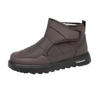Bottines Homme Hiver Neige Plates Bottes Courtes en Coton Épais Doublées De Polaire Chaud Bottines De Marche Légères Semelle Antidérapant Boots Confortables (Brown, 41)
