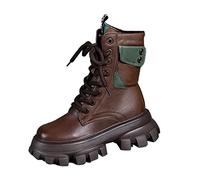 Bottines imperméables pour femme - Bottes d'hiver - Bottes de motard - Bottes d'hiver à enfiler - Doublure en peluche - Bottes de neige pour femme - Décontractées - Chaussures de fête intelligentes
