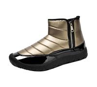 Bottines imperméables pour homme - Avec fermeture éclair latérale - Doublure chaude - Antidérapantes - Pour l'hiver - Chaussures de randonnée thermiques - Bottes légères, or, 41 EU