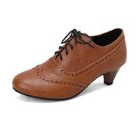 Bottines larges à lacets pour femme - Bout rond - Semelle à crampons en cuir - Pour le bureau par temps froid - Boucle à fermeture éclair épaisse, jaune, 38.5 EU