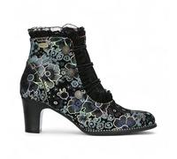 Bottines Laura Vita Elcodieo 224 en Cuir à Fleurs Bleues Style Gothique Victorien Pour Femme - Fermeture Zippée à Lacets