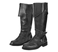 Bottines médiévales 2025 pour homme - Bottes mi-mollets - Bottes de cosplay à talon bas - Bottines pour Halloween, fêtes costumées, apparitions - Chaussures de camp - Rouge, Noir , 48 EU