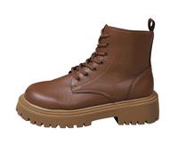 Bottines métalliques brillantes à lacets pour femme, café, 37 EU Large