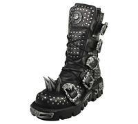 New Rock Boot Metallic M-1535-s1 Mixte adulte Noir Argent Bottes Plate - 45 EU