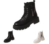 Bottines mi-hautes pour femme avec talon - Bottes plates pour femme - Bottes de moto avec fermeture éclair - Bottes d'équitation avec lacets - Chaussures en cuir élégantes - Bottes de loisirs