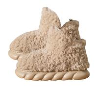 Bottines molletonnées de couleur unie pour femme en peluche douce d'hiver en mousse à mémoire de forme pour femme Bottes chaudes en peau de mouton