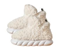 Bottines molletonnées de couleur unie pour femme en peluche douce d'hiver en mousse à mémoire de forme pour femme Bottes chaudes en peau de mouton