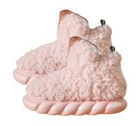 Bottines molletonnées de couleur unie pour femme en peluche douce d'hiver en mousse à mémoire de forme pour femme Bottes chaudes en peau de mouton