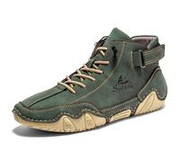 Bottines Montantes Confortables Et DéContractéEs en Cuir pour Hommes Baskets D ExtéRieur Bottes Mi Mollet pour Hommes Noires Green 46