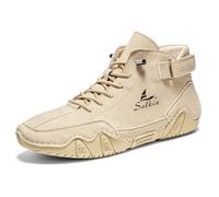 Bottines Montantes Confortables Et DéContractéEs en Cuir pour Hommes Baskets D ExtéRieur Bottes Mi Mollet pour Hommes Noires Beige 39