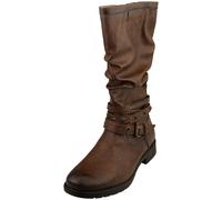 Bottines Mustang Femme Talon Plat Zip Côté Cognac - 39 EU