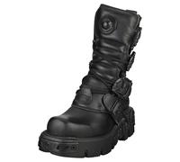 Bottines New Rock MÉTALLIQUES - Cuir Noir Unies - 41 EU