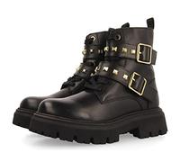 Bottines noires en peau à lacets et détail de boucles pour fille et garçon trins