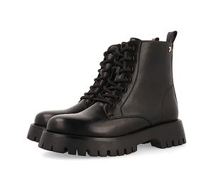 Bottines noires type motard à lacets et semelle track pour femme hesseng