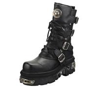 Bottines Plateau New Rock Reactor Half Boots - Cuir Noir Unisex - 46