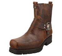 New Rock Bottines unisexes en cuir M.7605-S20 NEOBIKER marron, style urbain rock, semelle en caoutchouc naturel cousue, talon 5 cm, plateforme 2 cm, élégantes et confortables pour le quotidien 44