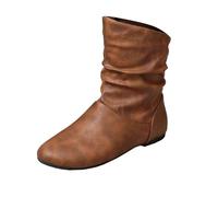 Bottines plates à fermeture éclair pour femme Bout rond Antidérapantes En cuir Chaussures de loisirs vintage Couleur unie Confortables et respirantes Chaussures d'affaires