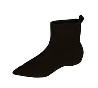 Bottines plates doublées en velours pour femme - Bottes tendance à bout unique et confortables - Bottes courtes et polyvalentes - Bottes élastiques, Noir , 36 EU