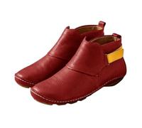 Bottines plates en cuir pour femme, élégantes et confortables | Bottes de motard à tige courte, antidérapantes, à enfiler, unies, pour la mi-saison