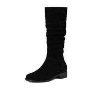 Bottines Plates en Daim Pour Femme - Bottes à Enfiler Hautes au Genou - Bottes de Cowboy Western Noires - Élégantes Pour Automne et Hiver, Noir, 40