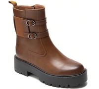 Bottines plates marron foncé avec semelle crantée et sangles décoratives Ces bottines sont parfaites pour accompagner un look urbain, décontracté et affirmé.EUR36,EUR37,EUR38,EUR39,EUR40,EUR41Unicolor