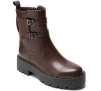 Bottines plates marron foncé avec semelle crantée et sangles décoratives Ces bottines sont parfaites pour accompagner un look urbain, décontracté et affirmé.EUR36,EUR37,EUR38,EUR39,EUR40,EUR41Unicolor