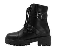 Bottines plates pour femme style britannique couleur unie chaîne fermeture éclair latérale semelle épaisse bottes courtes tendance chaussures élégantes femmes avec talon petit, 1 x noir, 39 EU