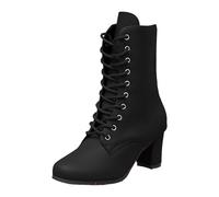 Bottines polyvalentes pour femme avec bout rond sur le devant, talons épais, pour un usage quotidien, les voyages et les loisirs, bottes d'été, Noir , 38.5 EU