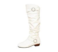 Bottines pour femme 2026 avec motif plissé, chaussures plates unies, élégantes, mi-mollet, pour un look décontracté, modèle confortable à enfiler, avec talon bas, polyvalentes, combinables